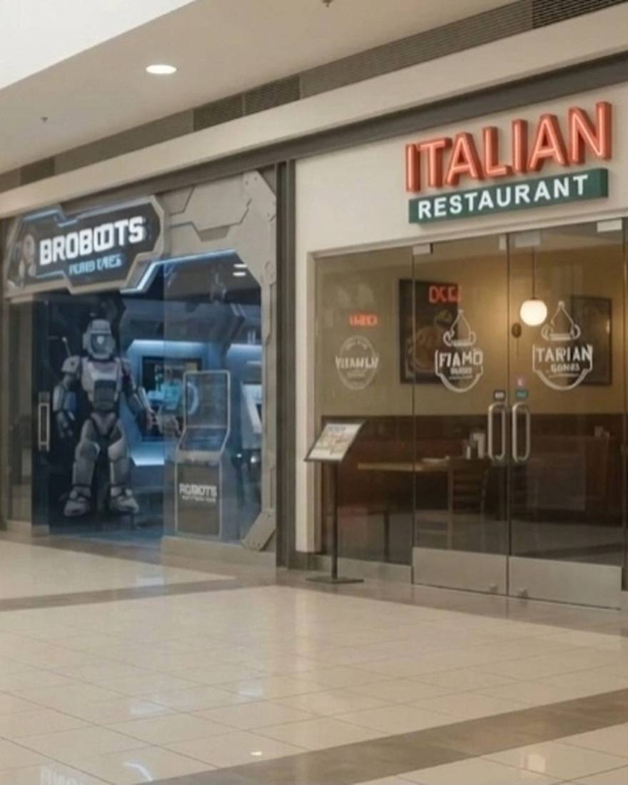 The mall hallway outside Shoe Station